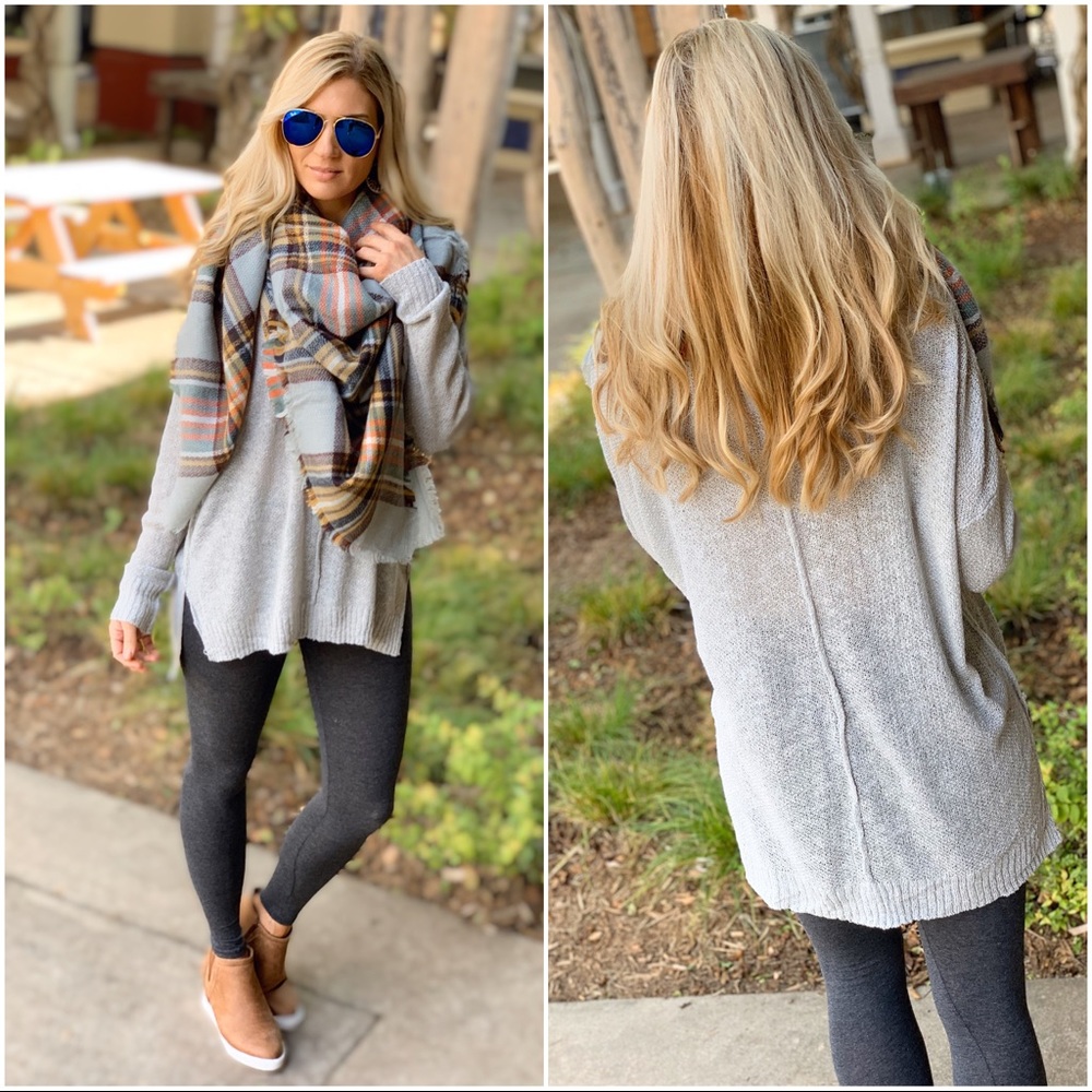 ✨LAST ONE✨ Light Gray Soft Slouchy Sweater Tunic - Picture 5 of 5
